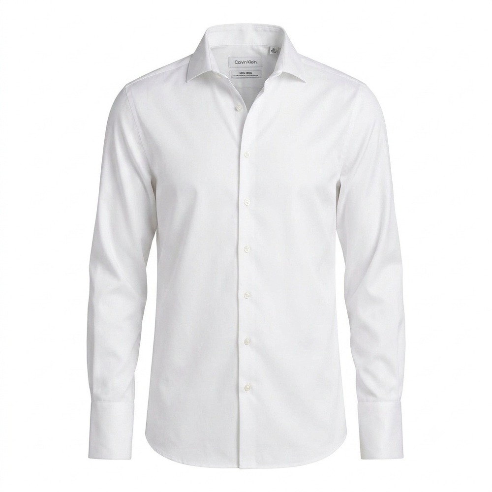 Calvin Klein New Mens Dress Shirt Slim Tall Stretch White French Cuff Non Iron